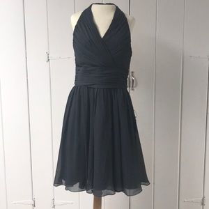 Grey Chiffon cocktail bridesmaid dress